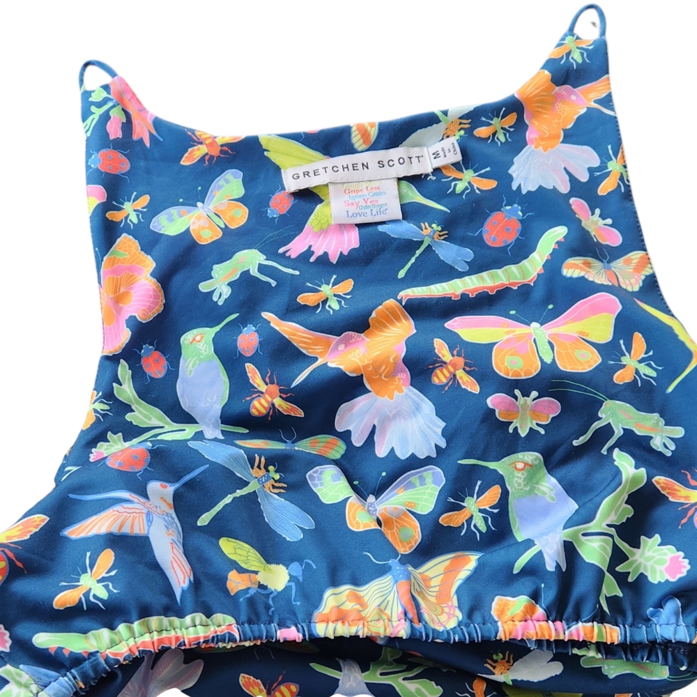 Gretchen Scott Designs Navy Floral One-Piece with Contrast Button Strap - Picture 11 of 12